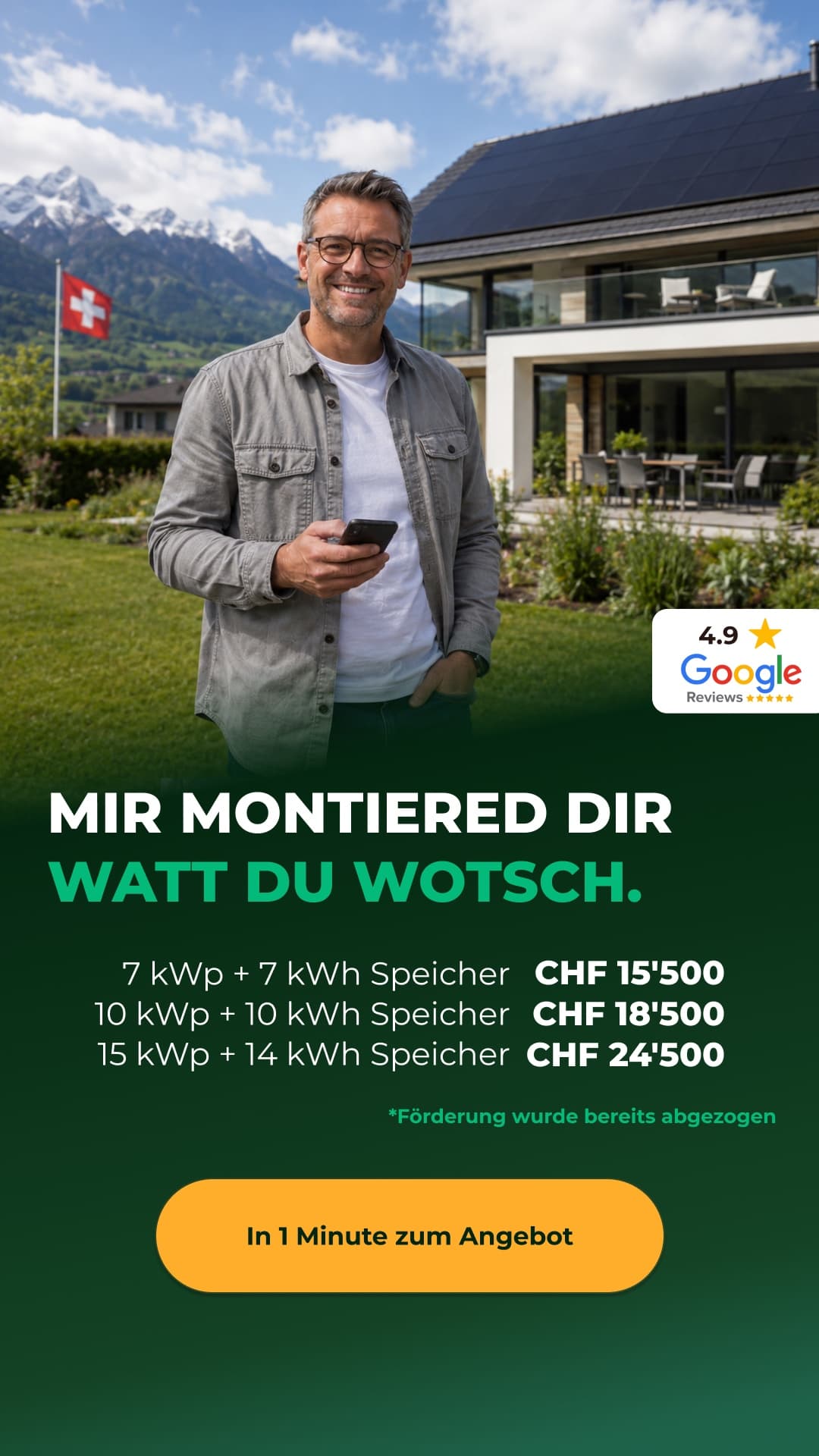 BK Photovoltaik, Meta-Anzeige: „Mir montiered dir watt du wotsch“