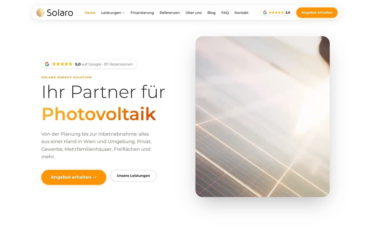 Solaro Energy Solutions GmbH, Projekt-Vorschau