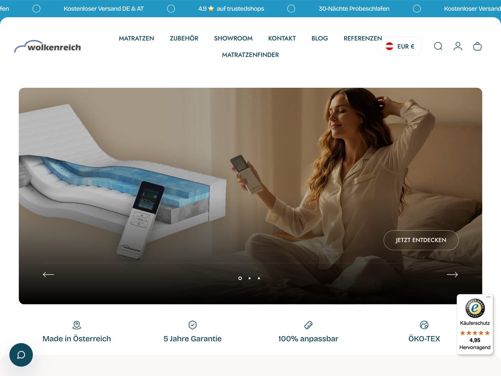 Wolkenreich: Website, Startseite