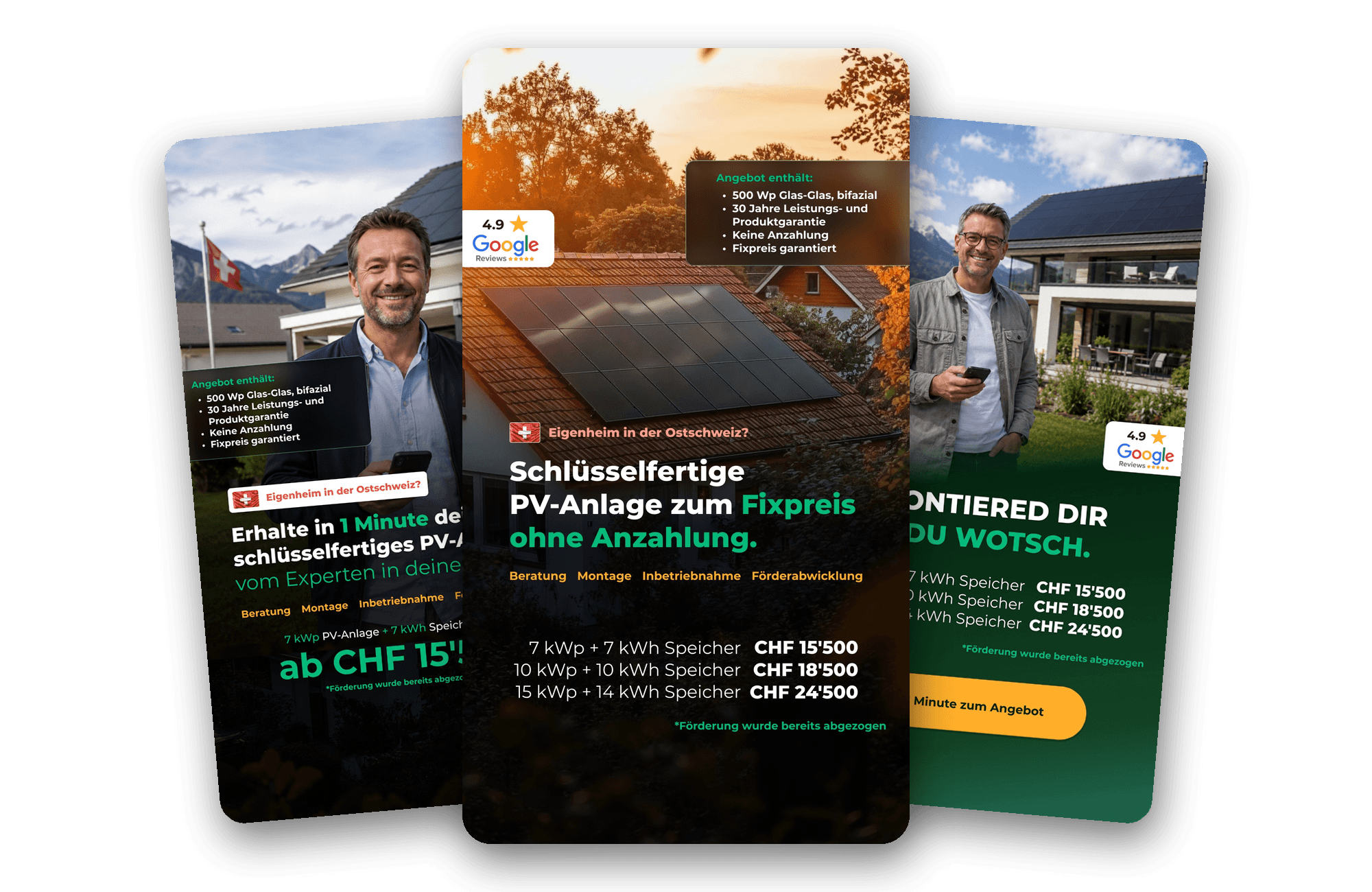 BK Photovoltaik: drei Meta-Anzeigen