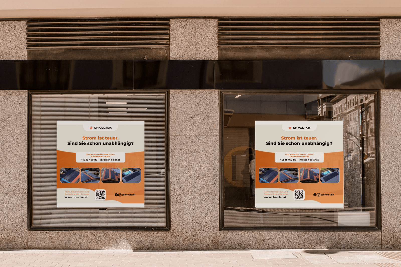 Schaufenster-Branding von OH Voltaik