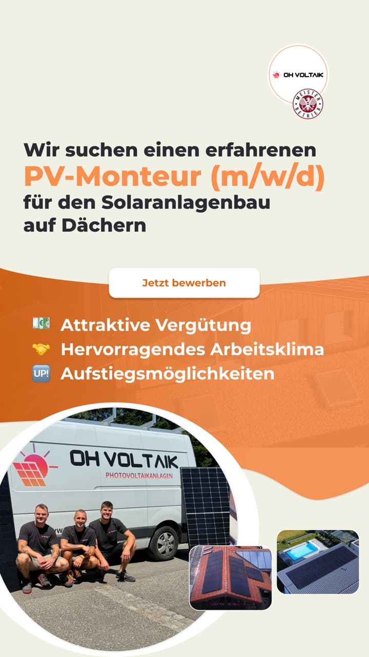 Recruiting-Anzeige: PV-Monteur mit Benefits-Liste