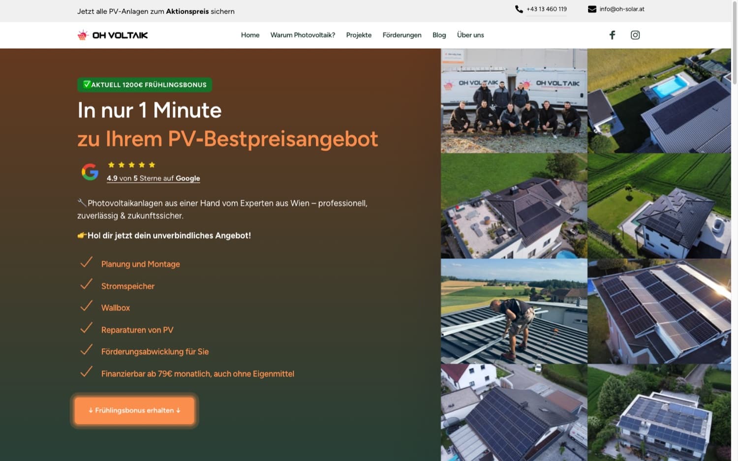 OH Voltaik neue Landingpage