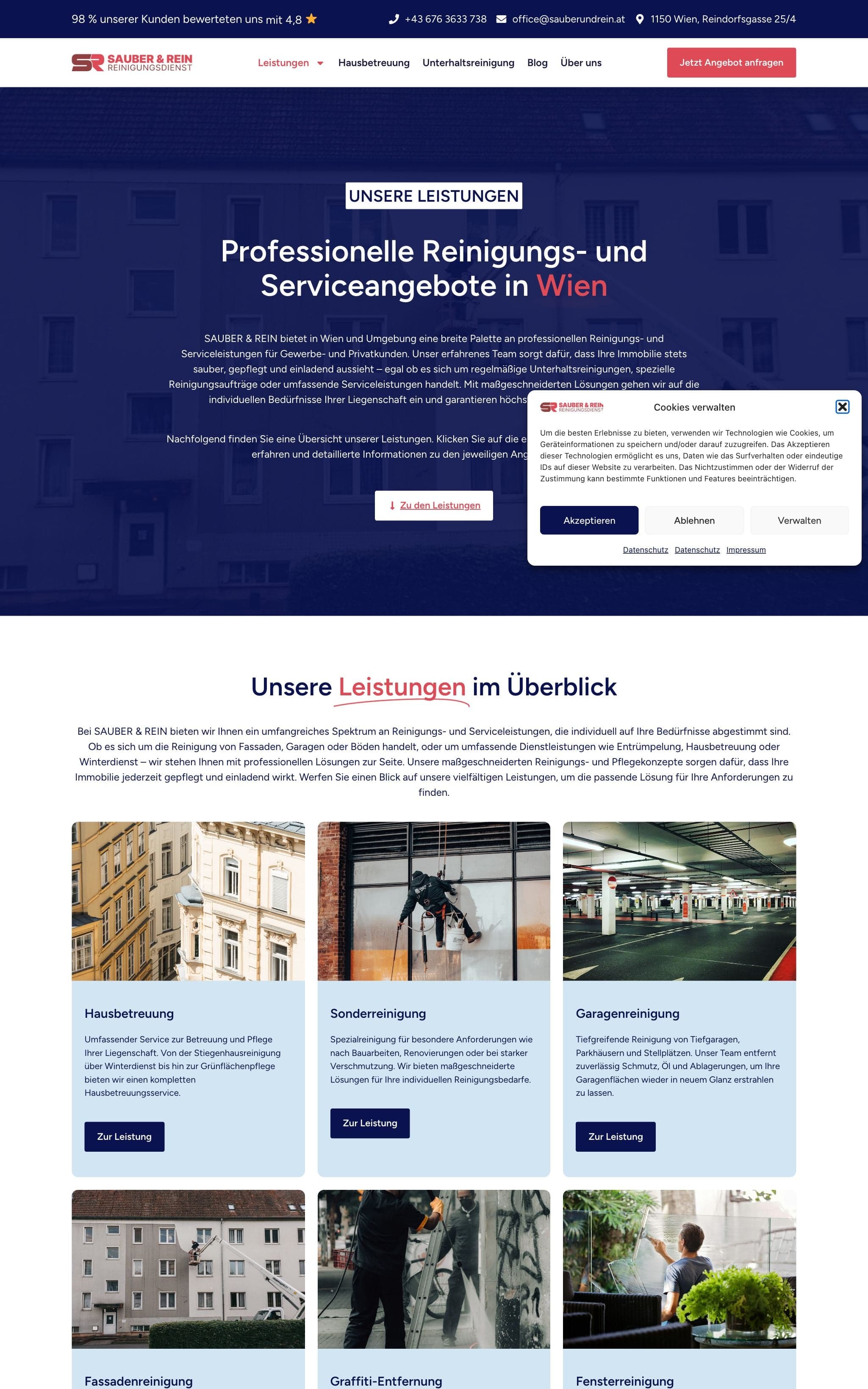 SAUBER & REIN: Website, Startseite