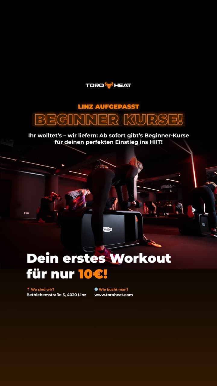 Meta-Anzeige: Beginner-Kurse, erstes Workout für 10 €