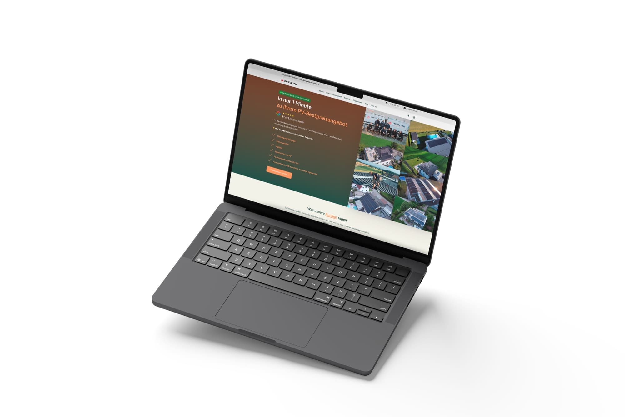 OH Voltaik Landingpage auf MacBook